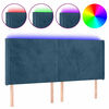 vidaXL T&ecirc;te de lit &agrave; LED Bleu fonc&eacute; 203x16x118/128 cm Velours