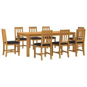 vidaXL Ensemble de salle &agrave; manger 9 pc Noir Bois de ch&ecirc;ne massif