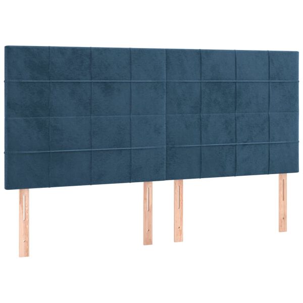 vidaXL T&ecirc;te de lit &agrave; LED Bleu fonc&eacute; 160x5x118/128 cm Velours