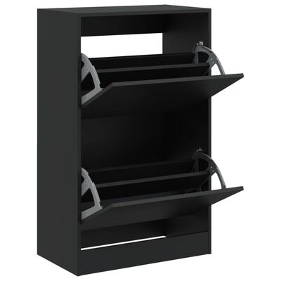 vidaXL Armoire à chaussures noir 60x34x96,5 cm bois d'ingénierie