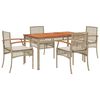 vidaXL Ensemble &agrave; manger de jardin avec coussins 5pcs Beige poly rotin