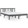 vidaXL Cadre de lit sans matelas gris bois massif 135x190 cm