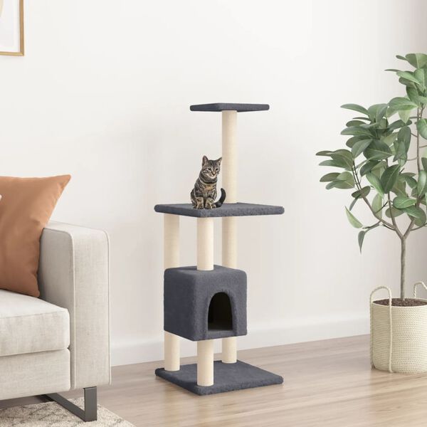 vidaXL Arbre &agrave; chat avec griffoirs en sisal gris fonc&eacute; 104 cm