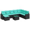vidaXL Salon de jardin 9 pcs avec coussins noir r&eacute;sine tress&eacute;e