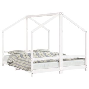 vidaXL Cadre de lit d'enfant blanc 2x(80x200) cm bois de pin massif