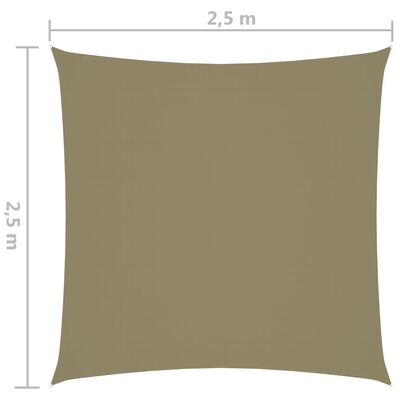 vidaXL Voile de parasol tissu oxford carré 2,5x2,5 m beige
