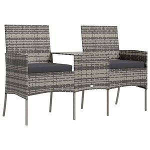 vidaXL Canap&eacute; jardin 2 places et table basse R&eacute;sine tress&eacute;e Anthracite