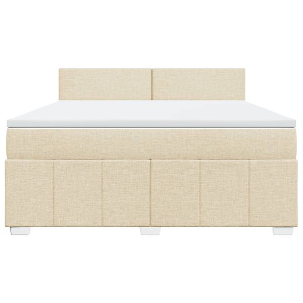 vidaXL Sommier &agrave; lattes de lit avec matelas Cr&egrave;me 180x200 cm Tissu