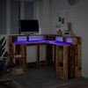 vidaXL Bureau avec lumi&egrave;res LED vieux bois bois d'ing&eacute;nierie