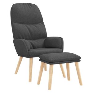 vidaXL Chaise de relaxation avec tabouret Gris fonc&eacute; Tissu
