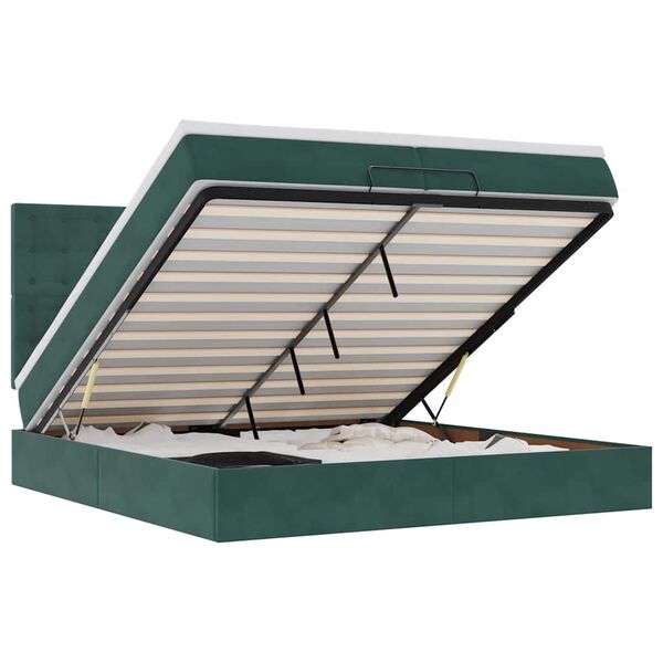 vidaXL Cadre de lit ottoman avec matelas vert fonc&eacute; 200x200 cm velours