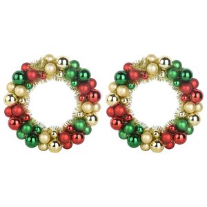 vidaXL Couronnes de Boules de No&euml;l 2 pc Multicolore 33 x 33 x 7 cm LED
