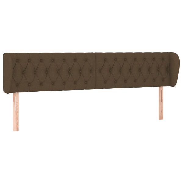 vidaXL T&ecirc;te de lit avec oreilles Marron fonc&eacute; 183x23x78/88 cm Tissu