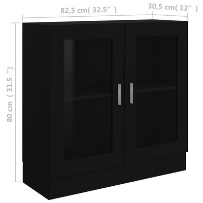 vidaXL Armoire à vitrine Noir 82,5x30,5x80 cm Aggloméré