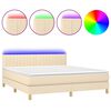 vidaXL Sommier &agrave; lattes de lit avec matelas LED Cr&egrave;me 160x200 cm Tissu
