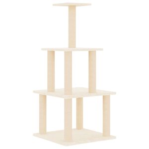 vidaXL Arbre &agrave; chat avec griffoirs en sisal cr&egrave;me 111 cm