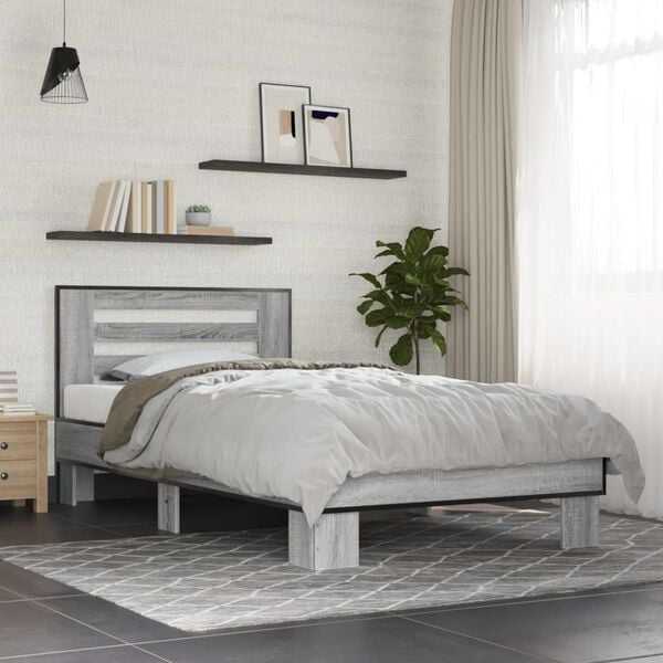 vidaXL Cadre de lit sans matelas sonoma gris 90x200 cm