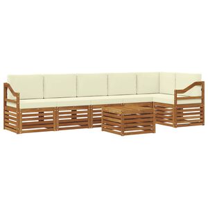 vidaXL Ensemble de canap&eacute;s d'ext&eacute;rieur 7 pc Naturel et Cr&egrave;me Polyester