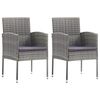 vidaXL Chaises de jardin coussins gris fonc&eacute; 2 pcs r&eacute;sine tress&eacute;e