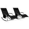 vidaXL Chaises longues lot de 2 Textil&egrave;ne Noir et gris