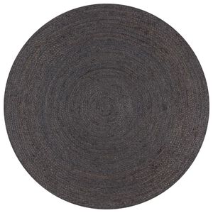 vidaXL Tapis fait &agrave; la main Jute Rond 90 cm Gris fonc&eacute;