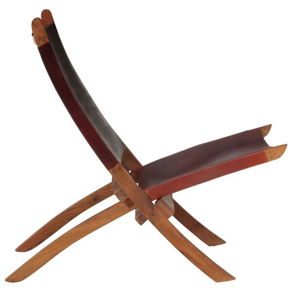 vidaXL Chaise de relaxation pliable cuir v&eacute;ritable marron fonc&eacute;