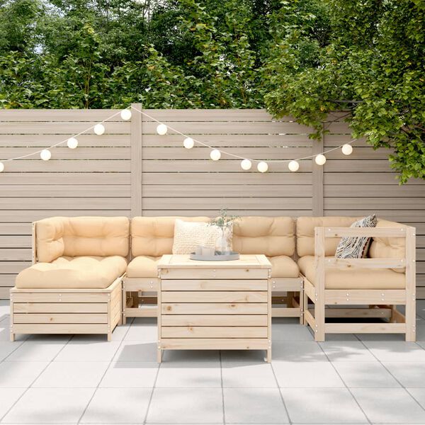 vidaXL Salon de jardin 7 pcs bois de pin massif
