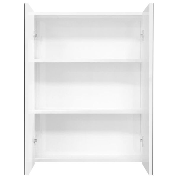 vidaXL Armoire à miroir de salle de bain 60x15x75cm MDF Blanc brillant