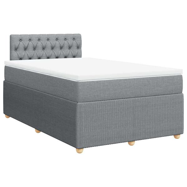 vidaXL Sommier &agrave; lattes de lit et matelas gris clair 120x190 cm tissu