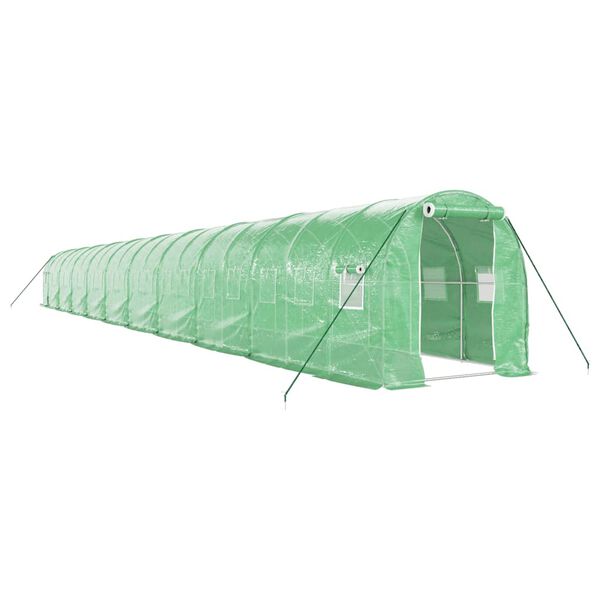 vidaXL Serre avec cadre en acier vert 40 m&sup2; 20x2x2 m