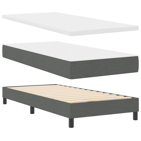 vidaXL Lit &agrave; ressorts avec matelas Gris fonc&eacute; 190 x 90 cm Polyester