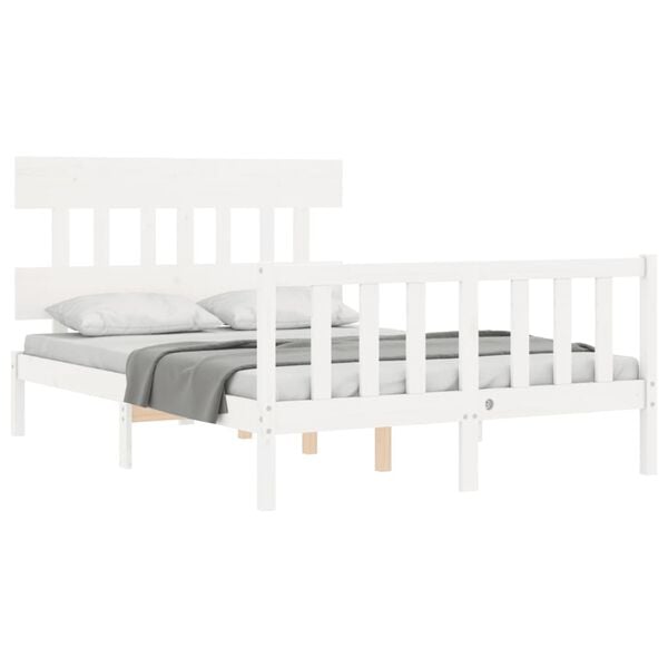 vidaXL Cadre de lit sans matelas blanc 140x200 cm bois de pin massif