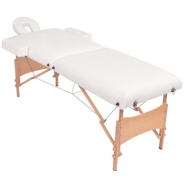 vidaXL Table de massage pliable et tabouret 10 cm d'&eacute;paisseur Blanc