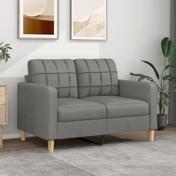 vidaXL Canap&eacute; &agrave; 2 places Gris fonc&eacute; 120 cm Tissu