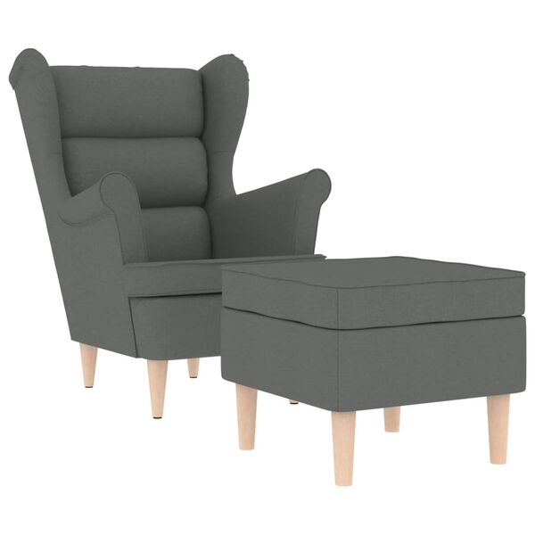 vidaXL Fauteuil avec repose-pied Gris foncé Tissu