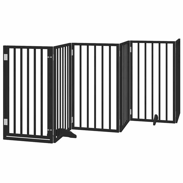 vidaXL Barri&egrave;re pour chien porte pliable 9 panneaux noir bois peuplier