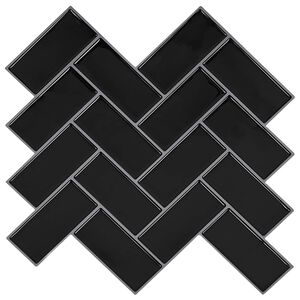vidaXL Carreau en chevron 10 pi&egrave;ces Noir 30 x 30 cm