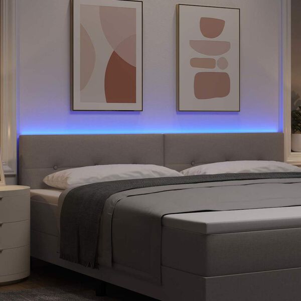 vidaXL T&ecirc;te de lit LED avec des lumi&egrave;res &agrave; LED Taupe 200 cm Polyester