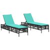 vidaXL Ensemble de 2 chaises longues avec table noir r&eacute;sine tress&eacute;e