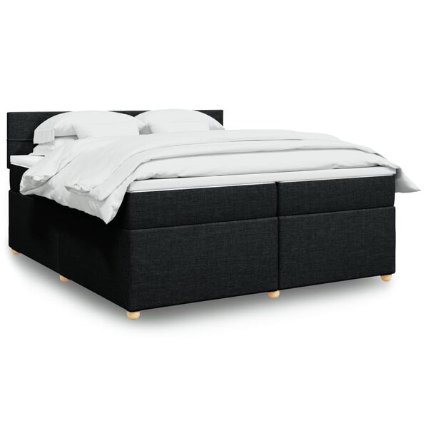 vidaXL Sommier &agrave; lattes de lit avec matelas Noir 200x200 cm Tissu