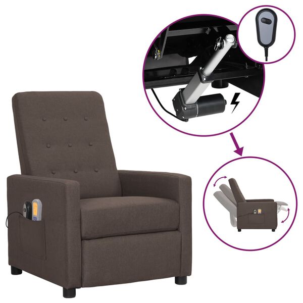 vidaXL Fauteuil &eacute;lectrique de massage Taupe Tissu