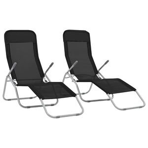 vidaXL Chaises longues pliables lot de 2 Textil&egrave;ne Noir