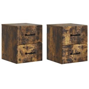 vidaXL Cabinet de chevet mural 2 pcs Ch&ecirc;ne fum&eacute; 34,5 x 33 x 40 cm