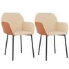 vidaXL Chaises &agrave; manger lot de 2 cr&egrave;me tissu et similicuir