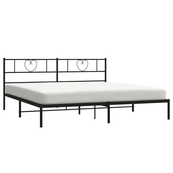vidaXL Cadre de lit métal sans matelas avec tête de lit noir 200x200cm
