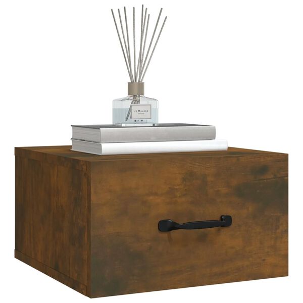 vidaXL Table de chevet murale Ch&ecirc;ne fum&eacute; 35x35x20 cm