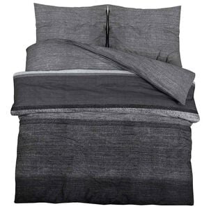 vidaXL Ensemble de housse de couette gris fonc&eacute; et noir 155x220 cm coton