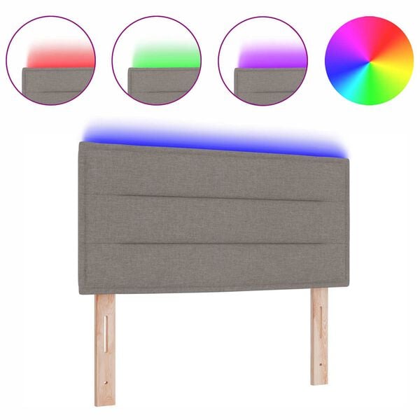 vidaXL T&ecirc;te de lit LED avec des lumi&egrave;res &agrave; LED Taupe 80 cm Polyester