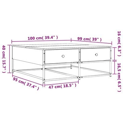 vidaXL Table basse sonoma gris 100x99x40 cm bois d'ingénierie