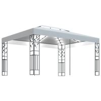 vidaXL Tonnelle avec double toit et lumières LED 3x4 m Blanc